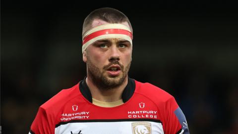 Gloucester captain Lewis Ludlow stands on the pitch during the Premiership Rugby Cup semi-final