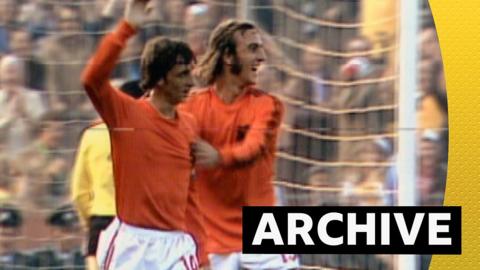 Johan Cruyff celebrates in 1974