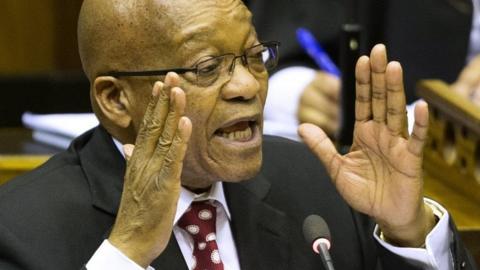 Jacob Zuma speaks in parliament