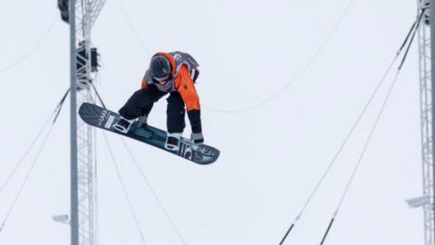 Swiss Olympic bronze medallist Jan Scherrer in action in the men's halfpipe event
