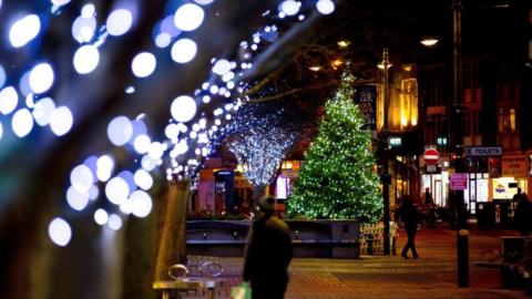 Christmas tree with lights in Portsmouth