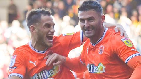 Blackpool goalscorers Jerry Yates and Gary Madine