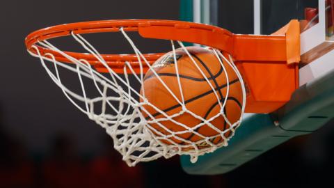 Basketball in a net