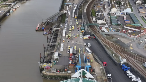 Emergency service crews at Newhaven Ferry Port