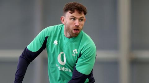 Hugo Keenan pictured in Ireland training on Tuesday
