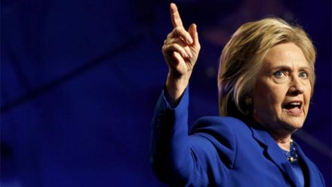 Democratic presidential candidate Hillary Clinton addresses the Planned Parenthood Action Fund in Washington on 10 June 2016