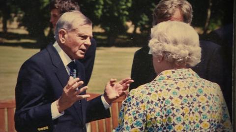 Dickie Bird with Queen Elizabeth II