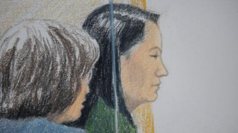 Court sketch of Meng Wanzhou during her bail hearing in Vancouver, British Columbia, Canada December 7, 2018