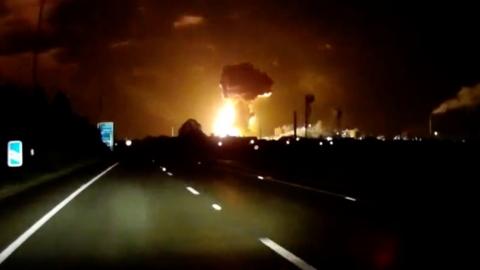 Dashcam footage of the explosion