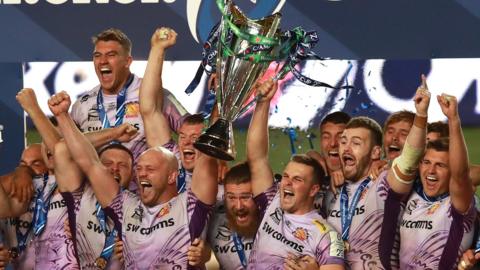 Exeter celebrate winning the 2020 Champions Cup final