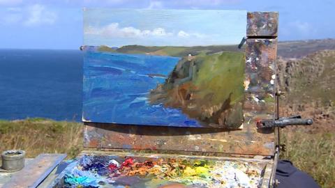 Painting of the Cornish coastline