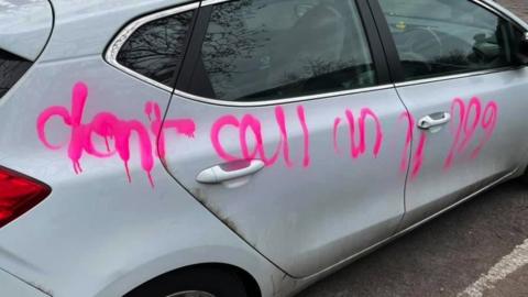 Car daubed in graffiti