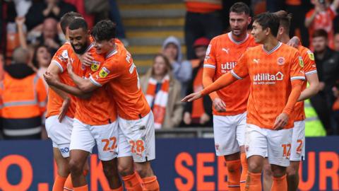 Blackpool celebrate beating Preston