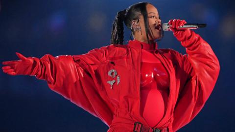 Rihanna performs at the Super Bowl half-time show