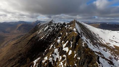 Drone footage captures Aonach Eagach Ridge
