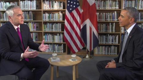 Huw Edwards and Barack Obama