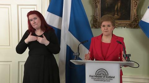 Nicola Sturgeon at her Bute House announcement