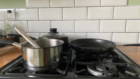 Pans on hob