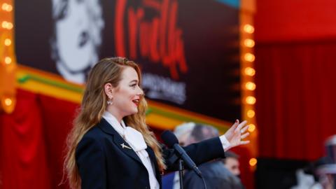 Emma Stone on the Cruella premiere red carpet