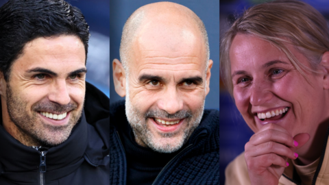 Mikel Arteta, Pep Guardiola and Emma Hayes