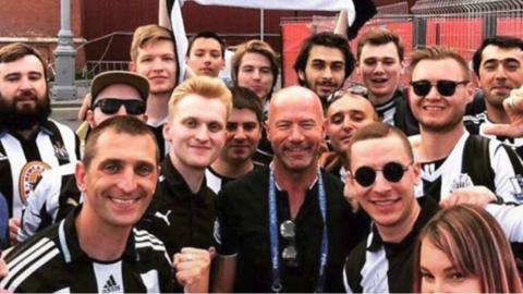 A group of Russian Newcastle United fans met their hero Alan Shearer at the 2018 World Cup.