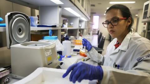 Testing mosquitoes in a lab in Brazil, 2 Jun 16