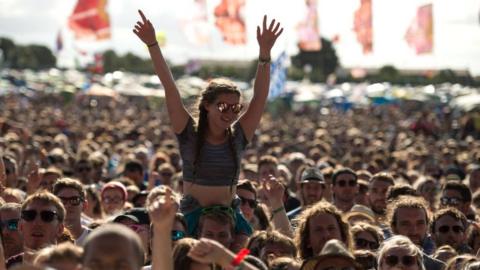 Crowd at Glastonbury music festival