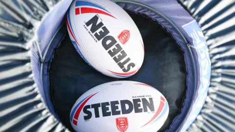 Steeden Rugby Balls with Hull KR badge on