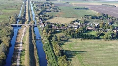 View above the Ouse Washes at Welney