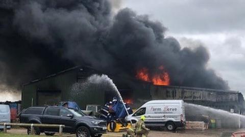 Fire at recycling centre in Cople Road, Cardington