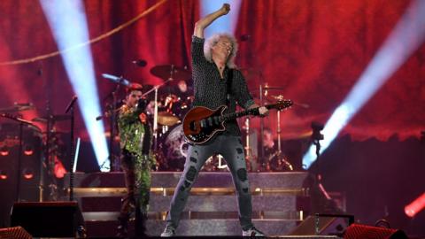 Brian May of Queen performs during the Fire Fight Australia bushfire relief concert in Sydney, Australia, 16 February 2020