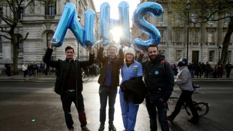 Striking doctors in central London