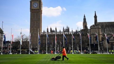 The lawn at Parliament Square