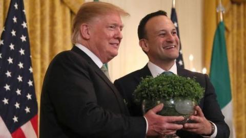 Leo Varadkar presented Donald Trump with the traditional bowl of shamrock