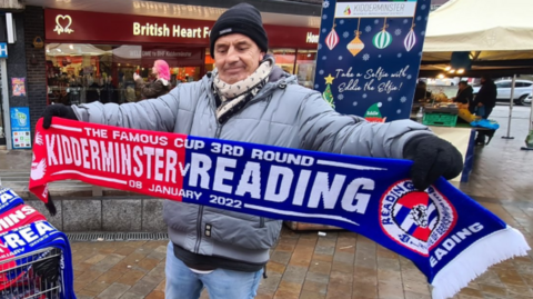 A half and half scarf ahead of Kidderminster's FA Cup third-round tie with Reading