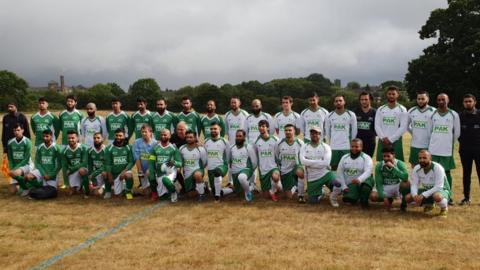 Players in Rohingya Record Breaker Football Event 2018