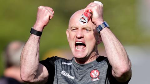 Ciaran Meenagh celebrates a Derry score during this year's dramatic Ulster Final