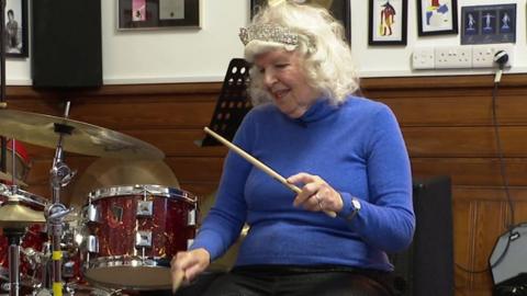 Barbara McInnis drumming