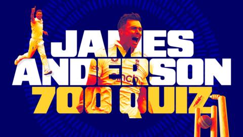 A graphic that says 'James Anderson 700 quiz' and features some pictures of the England bowler after he reached 700 Tests wickets