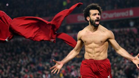 Mo Salah celebrates