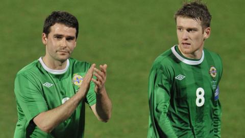 David Healy and Steven Davis playing for Northern Ireland