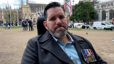 An army veteran assesses what it is like for disabled people to see the Queen lying in state.