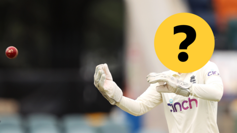 An England wicketkeeper who has her face hidden by a question mark