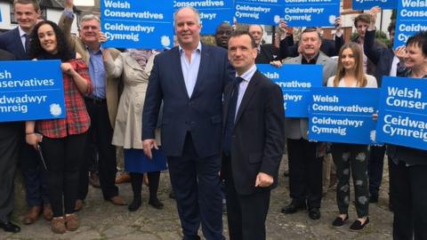 Andrew RT Davies and AlunCairns at Welsh Conservative campaign launch
