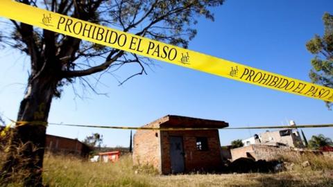 The area around a mass grave discovered in Tlajomulco de Zuniga, Jalisco State, Mexico,