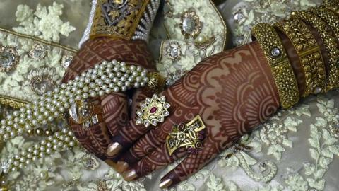 Close up shot of an Indian bride's hands
