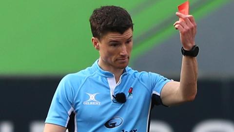 Referee Craig Maxwell-Keys sent off Kieran Brookes, Jasper Wiese and Hanro Liebenberg in Saturday's Leicester-Wasps derby