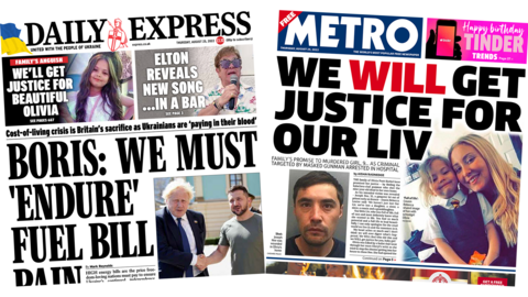 Daily Express and Metro front page