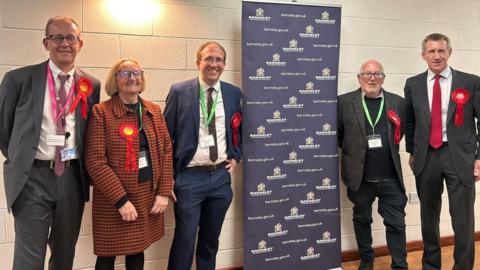 Labour politicians at the Barnsley Council election count