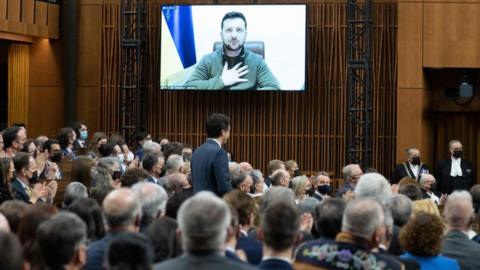 Ukrainian President Volodymyr Zelensky addresses Canadian Parliament